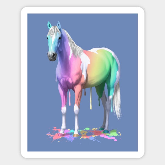 Pastel Rainbow Colors Wet Paint Pinto Horse Magnet by csforest